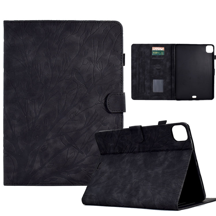 For iPad Pro 11 2024 Fortune Tree Embossed Leather Smart Tablet Case(Black) - iPad Pro 11 2024 Cases by buy2fix | Online Shopping UK | buy2fix