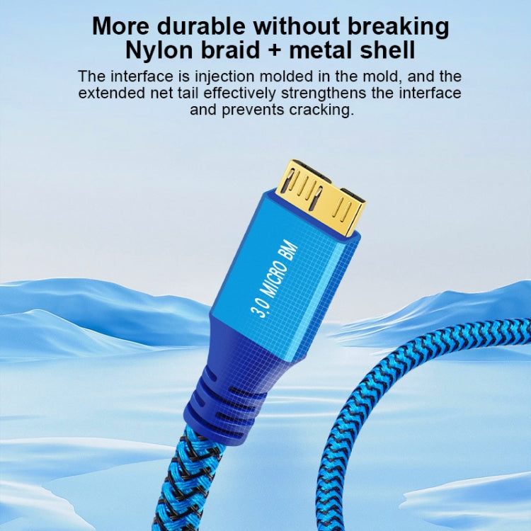 USB 3.0 Male To Micro USB 3.0 Male Braided Cable, Length:1m(Blue) - USB 3.0 by buy2fix | Online Shopping UK | buy2fix