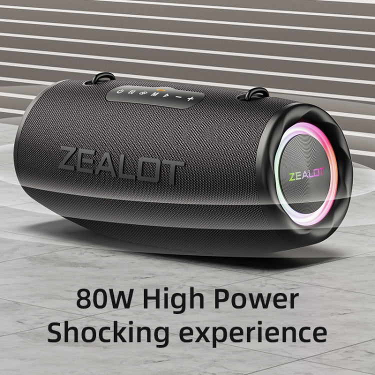 Zealot S87 80W Portable Outdoor Bluetooth Speaker with RGB Light(Grey) - Waterproof Speaker by ZEALOT | Online Shopping UK | buy2fix