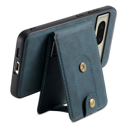 For Google Pixel 8 Denior D14 NK Retro Pattern MagSafe Magnetic Card Holder Leather Phone Case(Blue) - Google Cases by Denior | Online Shopping UK | buy2fix