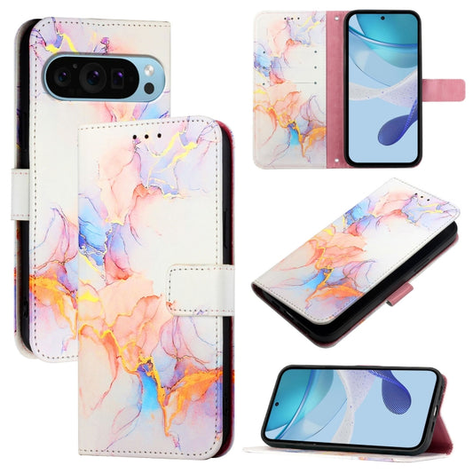 For Google Pixel 9 Pro XL PT003 Marble Pattern Flip Leather Phone Case(Galaxy Marble White) - Google Cases by buy2fix | Online Shopping UK | buy2fix