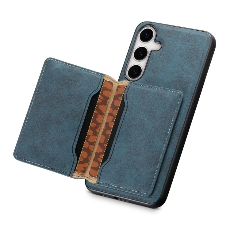 For Samsung Galaxy S24+ 5G Denior D13 Retro Texture Leather MagSafe Card Bag Phone Case(Blue) - Galaxy S24+ 5G Cases by Denior | Online Shopping UK | buy2fix