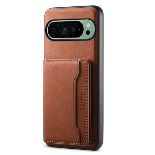 For Google Pixel 9 Denior D13 Retro Texture Leather MagSafe Card Bag Phone Case(Brown) - Google Cases by Denior | Online Shopping UK | buy2fix