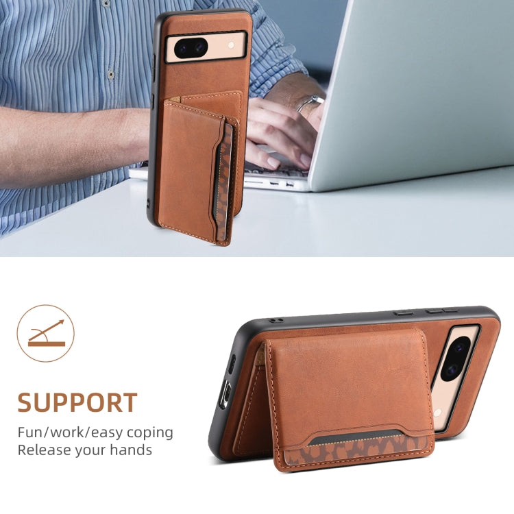 For Google Pixel 8a Denior D13 Retro Texture Leather MagSafe Card Bag Phone Case(Brown) - Google Cases by Denior | Online Shopping UK | buy2fix