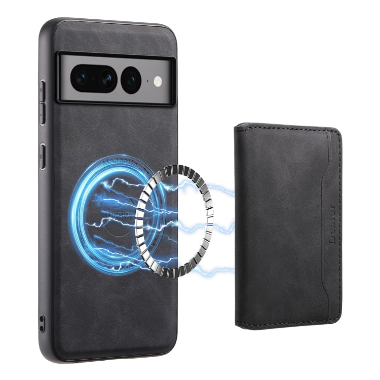 For Google Pixel 7 Pro 5G Denior D13 Retro Texture Leather MagSafe Card Bag Phone Case(Black) - Google Cases by Denior | Online Shopping UK | buy2fix