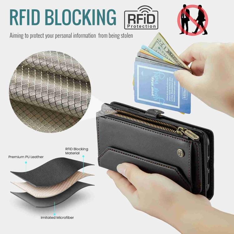 For iPhone XR CaseMe C36 Card Slots Zipper Wallet RFID Anti-theft Leather Phone Case(Black) - More iPhone Cases by CaseMe | Online Shopping UK | buy2fix