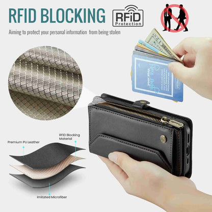 For iPhone 14 CaseMe C36 Card Slots Zipper Wallet RFID Anti-theft Leather Phone Case(Black) - iPhone 14 Cases by CaseMe | Online Shopping UK | buy2fix