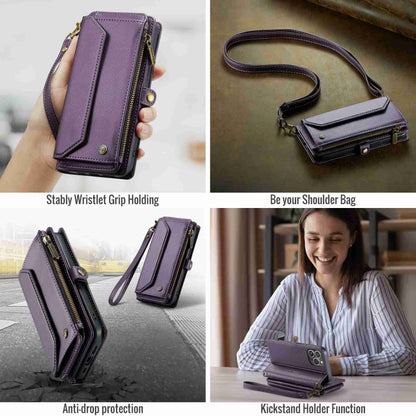 For iPhone 14 Pro CaseMe C36 Card Slots Zipper Wallet RFID Anti-theft Leather Phone Case(Purple) - iPhone 14 Pro Cases by CaseMe | Online Shopping UK | buy2fix