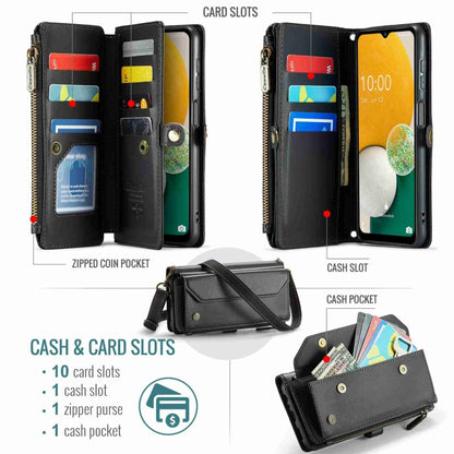 For Samsung Galaxy A13 5G / 4G CaseMe C36 Card Slots Zipper Wallet RFID Anti-theft Leather Phone Case(Black) - Galaxy Phone Cases by CaseMe | Online Shopping UK | buy2fix