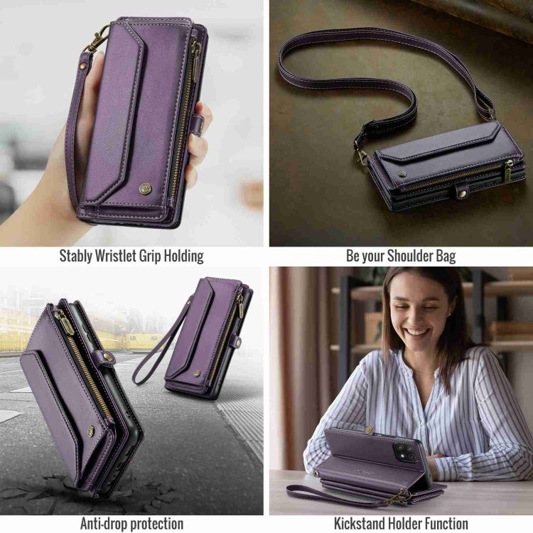 For Samsung Galaxy A22 5G CaseMe C36 Card Slots Zipper Wallet RFID Anti-theft Leather Phone Case(Purple) - Galaxy Phone Cases by CaseMe | Online Shopping UK | buy2fix