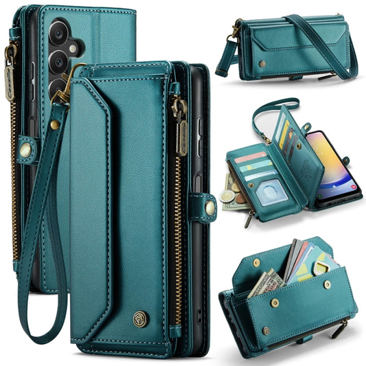 For Samsung Galaxy A25 CaseMe C36 Card Slots Zipper Wallet RFID Anti-theft Leather Phone Case(Blue-green) - Galaxy Phone Cases by CaseMe | Online Shopping UK | buy2fix