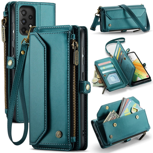 For Samsung Galaxy A33 5G CaseMe C36 Card Slots Zipper Wallet RFID Anti-theft Leather Phone Case(Blue-green) - Galaxy Phone Cases by CaseMe | Online Shopping UK | buy2fix