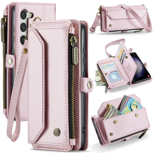 For Samsung Galaxy S23+ 5G CaseMe C36 Card Slots Zipper Wallet RFID Anti-theft Leather Phone Case(Pink) - Galaxy S23+ 5G Cases by CaseMe | Online Shopping UK | buy2fix