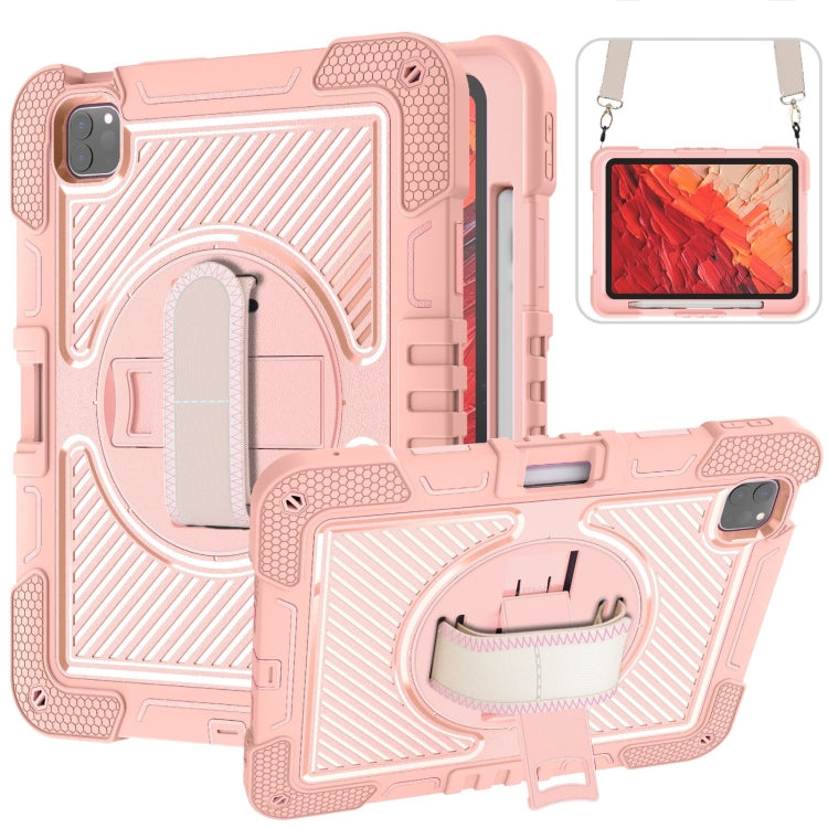 For iPad Pro 11 2024 360 Degree Rotation PC Contrast Silicone Tablet Case(Rose Gold) - iPad Pro 11 2024 Cases by buy2fix | Online Shopping UK | buy2fix