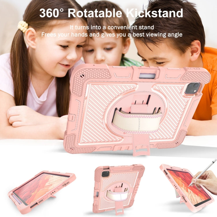 For iPad Pro 11 2024 360 Degree Rotation PC Contrast Silicone Tablet Case(Rose Gold) - iPad Pro 11 2024 Cases by buy2fix | Online Shopping UK | buy2fix