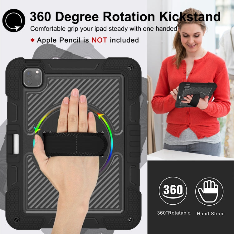 For iPad Pro 11 2024 360 Degree Rotation PC Contrast Silicone Tablet Case(Black) - iPad Pro 11 2024 Cases by buy2fix | Online Shopping UK | buy2fix