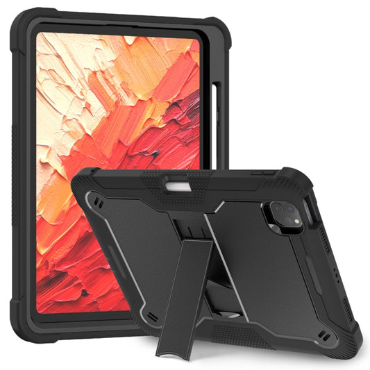 For iPad Pro 11 2024 Shockproof Silicone Hybrid PC Tablet Case with Holder(Black) - iPad Pro 11 2024 Cases by buy2fix | Online Shopping UK | buy2fix