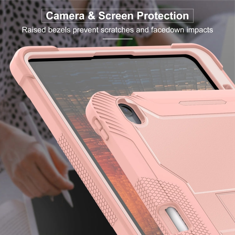 For iPad Air 13 2024 Shockproof Silicone Hybrid PC Tablet Case with Holder(Rose Gold) - iPad Air 13 2024 Cases by buy2fix | Online Shopping UK | buy2fix