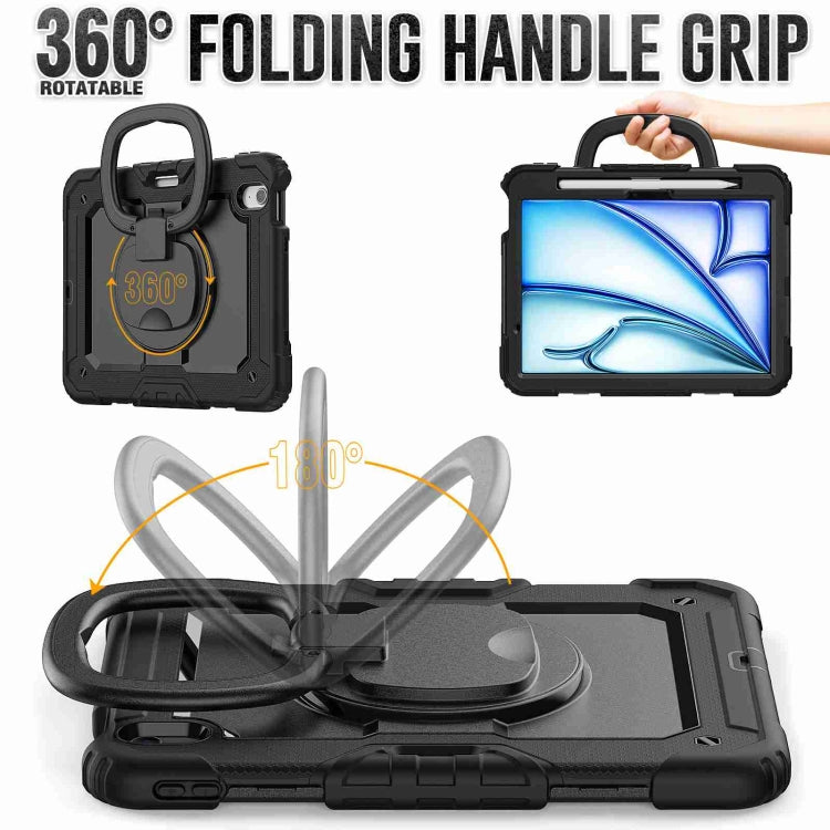 For iPad Air 11 2025 / 2024 Handle Silicone Hydric PC Tablet Case with Shoulder Strap(Black) - iPad Air 11 2025 / 2024 Cases by buy2fix | Online Shopping UK | buy2fix