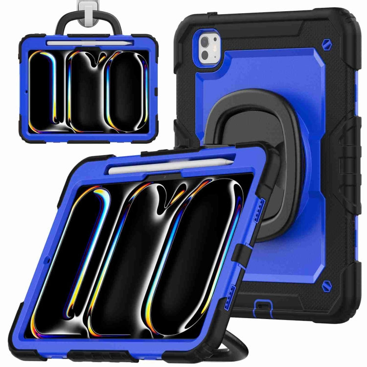 For iPad Pro 11 2024 Handle Silicone Hydric PC Tablet Case with Shoulder Strap(Dark Blue PC) - iPad Pro 11 2024 Cases by buy2fix | Online Shopping UK | buy2fix