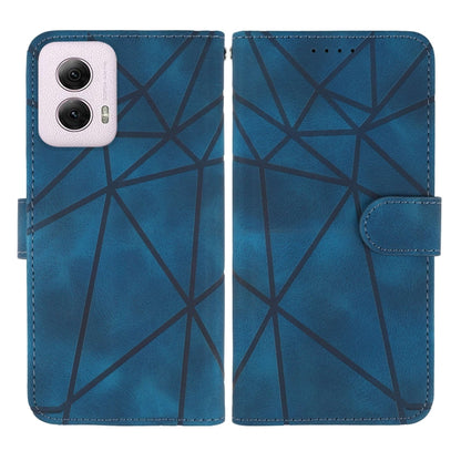 For Motorola Moto G Power 5G 2024 Skin Feel Geometric Lines Leather Phone Case(Blue) - Motorola Cases by buy2fix | Online Shopping UK | buy2fix