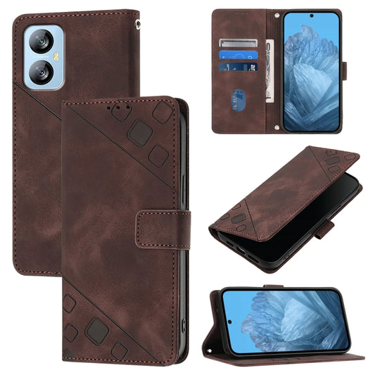 For Blackview A52 Skin Feel Embossed Leather Phone Case(Brown) - More Brand by buy2fix | Online Shopping UK | buy2fix