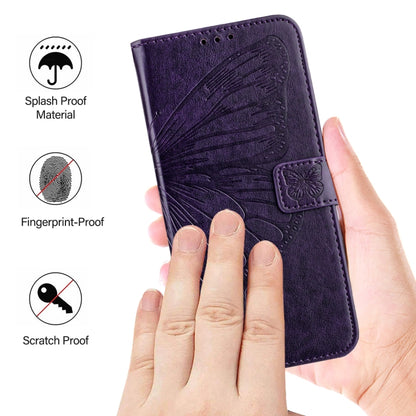 For Blackview A52 Embossed Butterfly Leather Phone Case(Dark Purple) - More Brand by buy2fix | Online Shopping UK | buy2fix