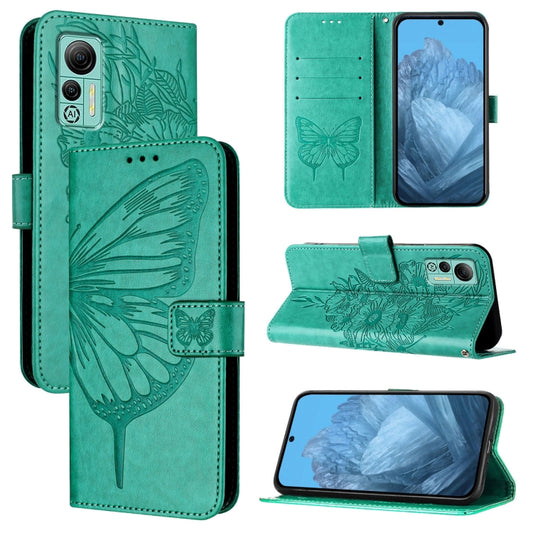 For Ulefone Note 14 Embossed Butterfly Leather Phone Case(Green) - Ulefone Cases by buy2fix | Online Shopping UK | buy2fix