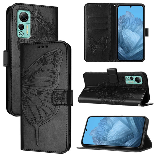 For Ulefone Note 14 Embossed Butterfly Leather Phone Case(Black) - Ulefone Cases by buy2fix | Online Shopping UK | buy2fix