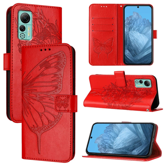 For Ulefone Note 14 Embossed Butterfly Leather Phone Case(Red) - Ulefone Cases by buy2fix | Online Shopping UK | buy2fix