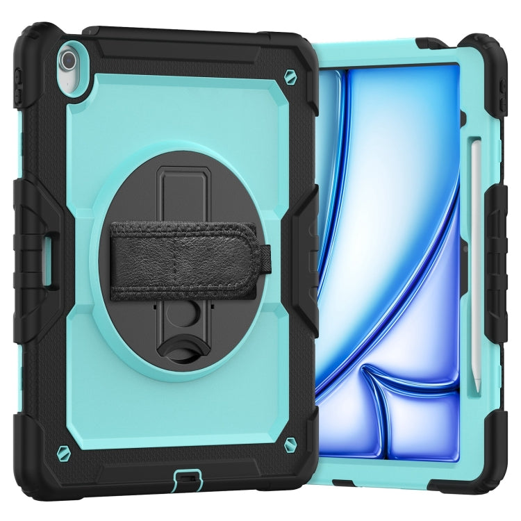 For iPad Air 13 2024 Silicone Hybrid PC Tablet Case with Shoulder Strap(Light Blue + Black) - iPad Air 13 2024 Cases by buy2fix | Online Shopping UK | buy2fix