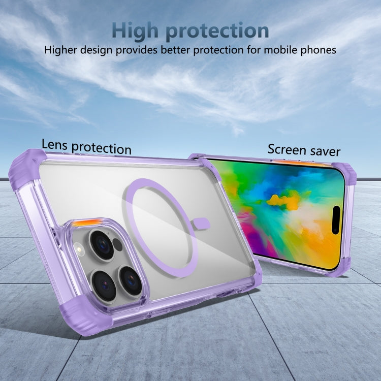 For iPhone 16 Pro Transparent MagSafe Magnetic Phone Case(Purple) - iPhone 16 Pro Cases by buy2fix | Online Shopping UK | buy2fix