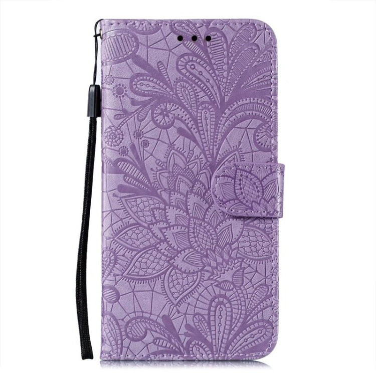 For Motorola Moto G Power 5G 2024 Lace Flower Embossing Flip Leather Phone Case(Purple) - Motorola Cases by buy2fix | Online Shopping UK | buy2fix