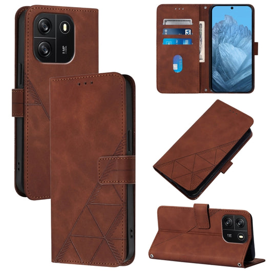 For Blackview Wave 6C Crossbody 3D Embossed Flip Leather Phone Case(Brown) - More Brand by buy2fix | Online Shopping UK | buy2fix