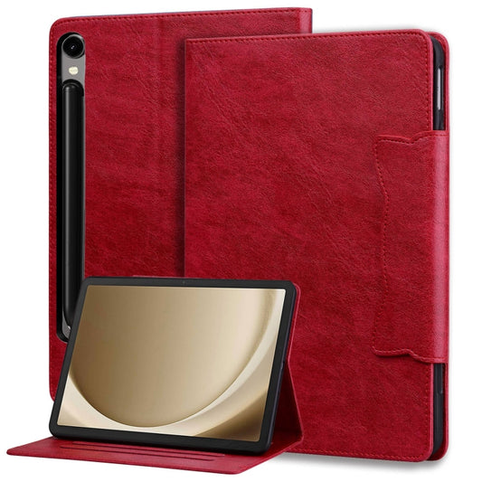 For Samsung Galaxy Tab S9 FE / S9 / S8 / S7 Cat Buckle Leather Smart Tablet Case(Red) - Galaxy Tab S9 Cases by buy2fix | Online Shopping UK | buy2fix