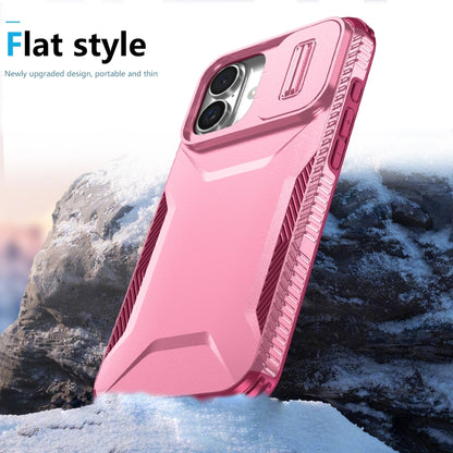 For iPhone 16 Sliding Camshield Phone Case(Pink + Rose Red) - iPhone 16 Cases by buy2fix | Online Shopping UK | buy2fix