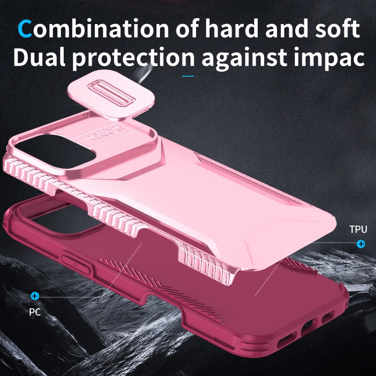 For iPhone 16 Plus Sliding Camshield Phone Case(Pink + Rose Red) - iPhone 16 Plus Cases by buy2fix | Online Shopping UK | buy2fix