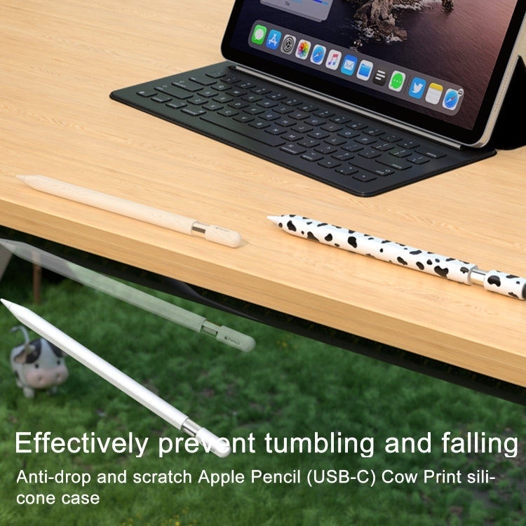 For Apple Pencil USB-C Cow Pattern Stylus Silicone Protective Cover(Black) - Pencil Accessories by buy2fix | Online Shopping UK | buy2fix