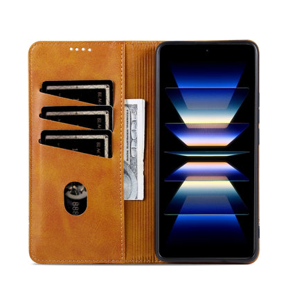 For Redmi Note 14 Pro 5G AZNS Magnetic Calf Texture Flip Leather Phone Case(Light Brown) - Note 14 Pro Cases by AZNS | Online Shopping UK | buy2fix