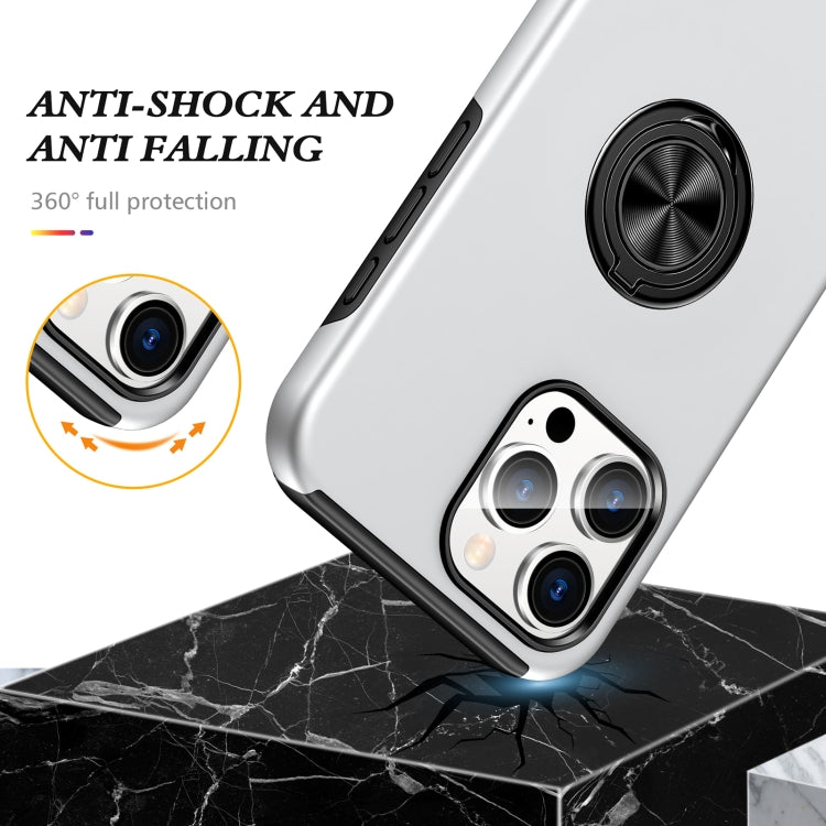 For iPhone 16 Magnetic Ring Holder Phone Case(Silver) - iPhone 16 Cases by buy2fix | Online Shopping UK | buy2fix