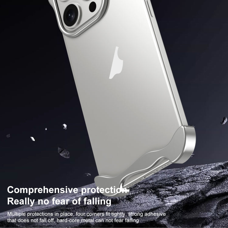 For iPhone 14 Pro Max Aromatherapy Alloy Frameless Phone Case(Silver) - iPhone 14 Pro Max Cases by buy2fix | Online Shopping UK | buy2fix