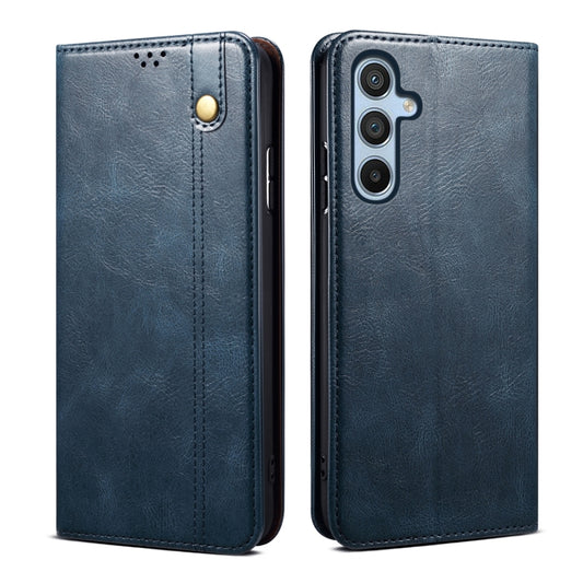 For Samsung Galaxy S25+ 5G Oil Wax Crazy Horse Texture Leather Phone Case(Blue) - Galaxy S25+ 5G Cases by buy2fix | Online Shopping UK | buy2fix