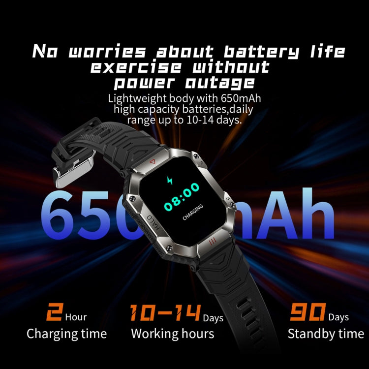 LEMFO KR80 2.0 inch BT5.1 IP67 Sport Smart Watch, Support Bluetooth Call / Sleep / Blood Oxygen / Heart Rate / Blood Pressure Health Monitor(Black+Orange) - Smart Watches by LEMFO | Online Shopping UK | buy2fix