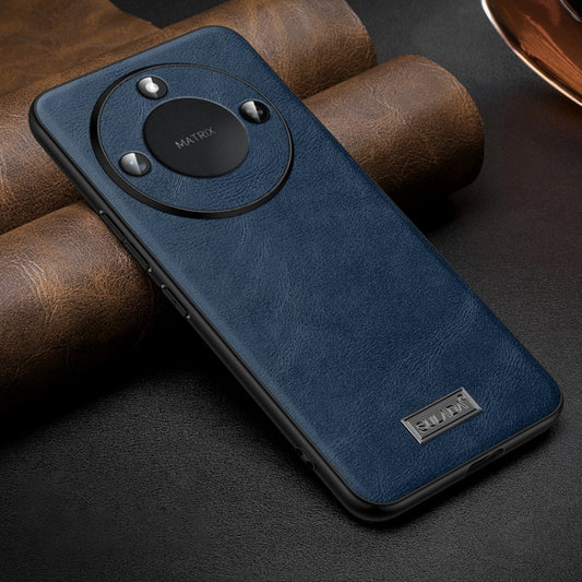 For Honor X60 SULADA Shockproof TPU + Handmade Leather Phone Case(Blue) - Honor Cases by SULADA | Online Shopping UK | buy2fix