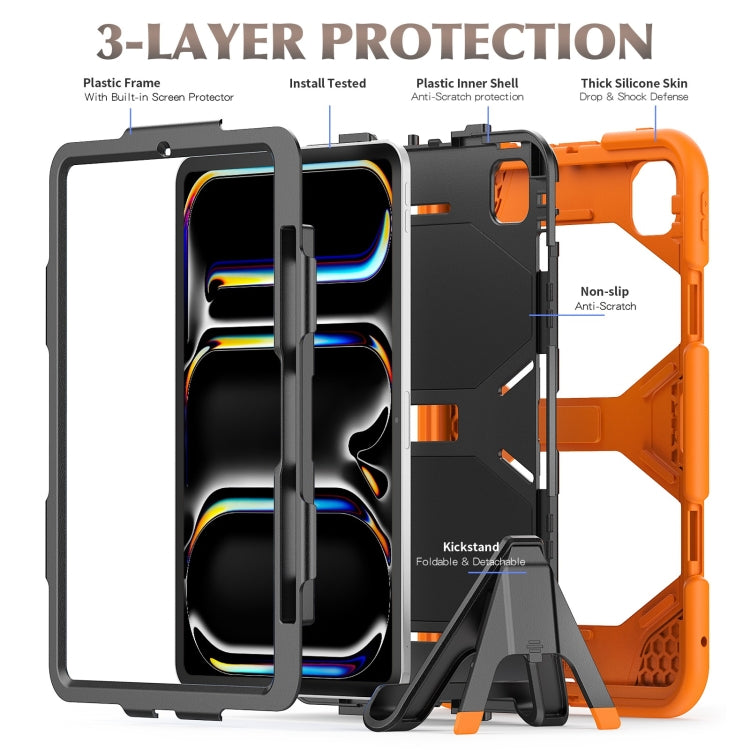 For iPad Pro 11 2024 Colorful Silicone Heavy Duty Hybrid PC Tablet Case(Orange) - iPad Pro 11 2024 Cases by buy2fix | Online Shopping UK | buy2fix