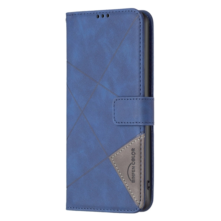 For Samsung Galaxy S25 5G Magnetic Buckle Rhombus Texture Leather Phone Case(Blue) - Galaxy S25 5G Cases by buy2fix | Online Shopping UK | buy2fix