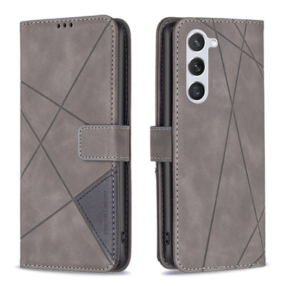 For Samsung Galaxy S25 5G Magnetic Buckle Rhombus Texture Leather Phone Case(Grey) - Galaxy S25 5G Cases by buy2fix | Online Shopping UK | buy2fix