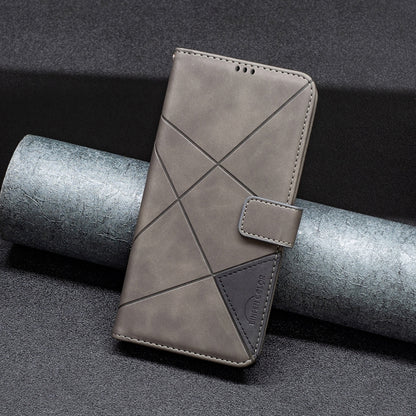 For Samsung Galaxy S25 5G Magnetic Buckle Rhombus Texture Leather Phone Case(Grey) - Galaxy S25 5G Cases by buy2fix | Online Shopping UK | buy2fix