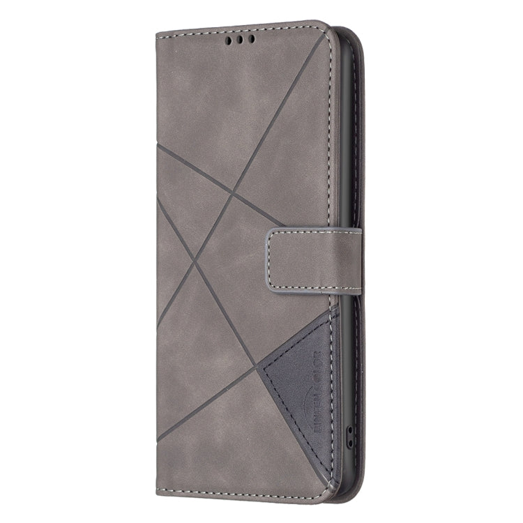 For Samsung Galaxy S25 5G Magnetic Buckle Rhombus Texture Leather Phone Case(Grey) - Galaxy S25 5G Cases by buy2fix | Online Shopping UK | buy2fix