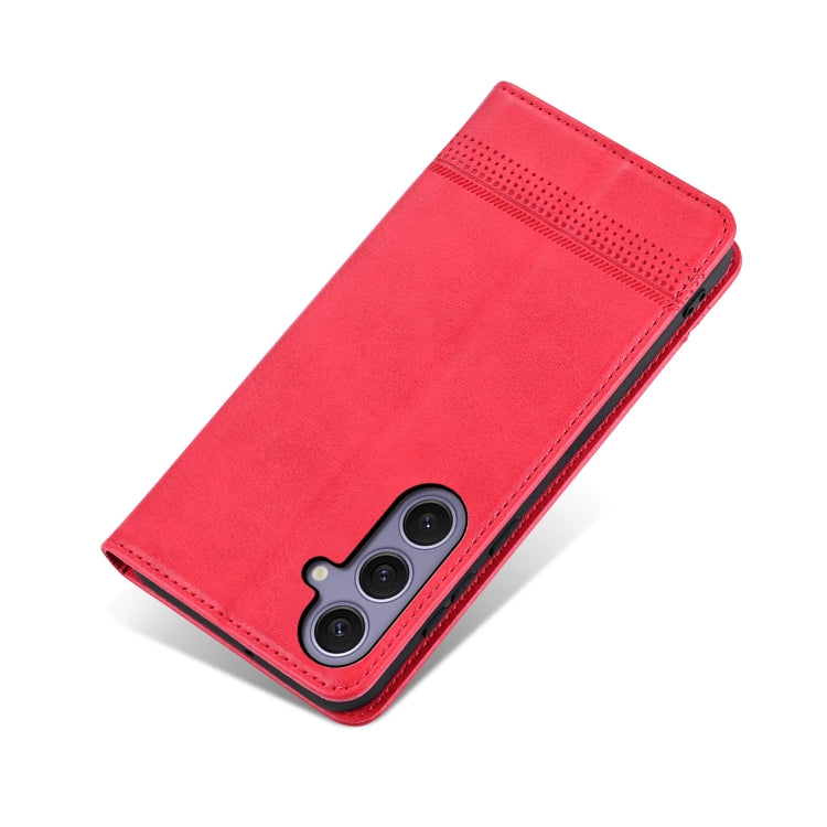 For Samsung Galaxy S25 5G AZNS Magnetic Calf Texture Flip Leather Phone Case(Red) - Galaxy S25 5G Cases by AZNS | Online Shopping UK | buy2fix